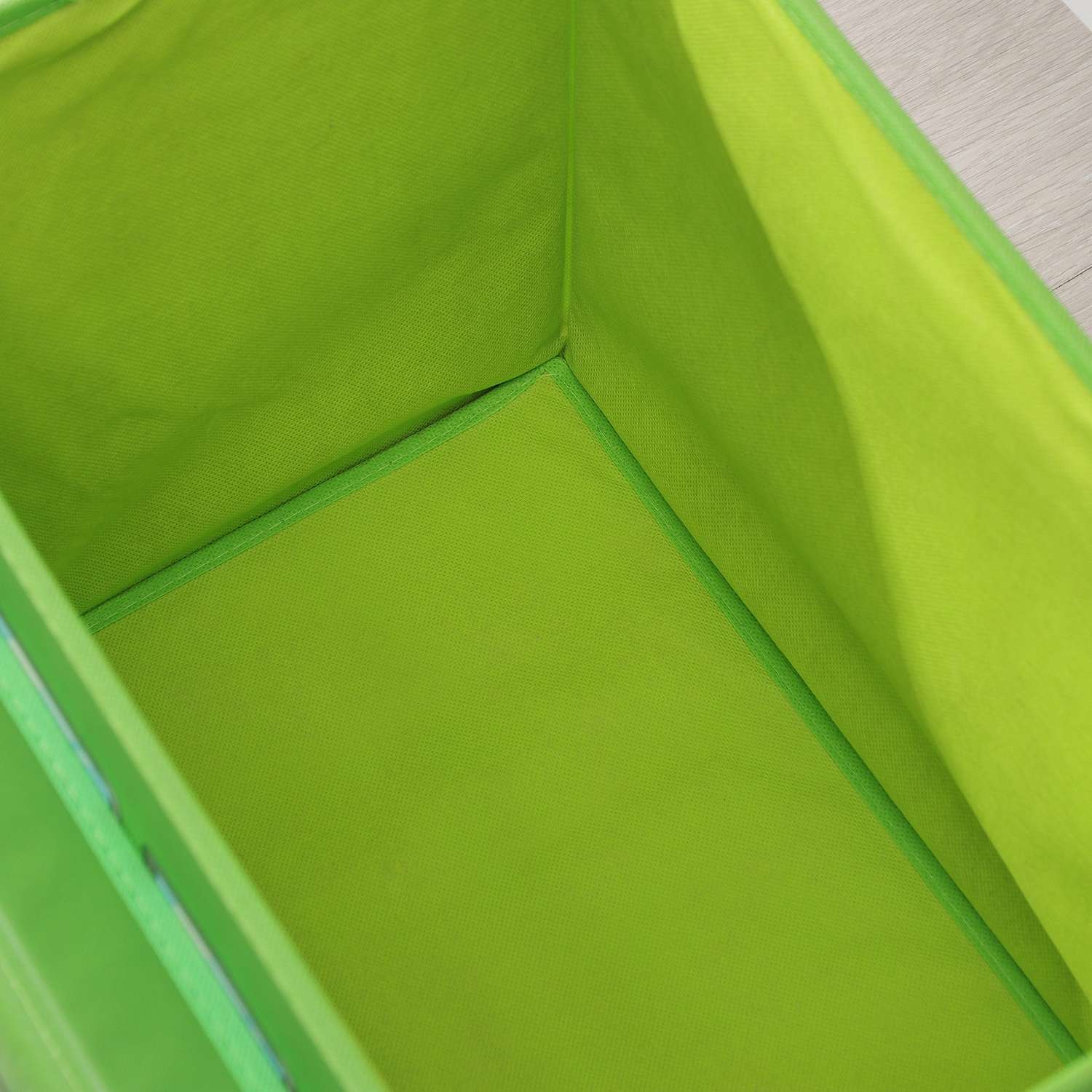 Короб Школа Талантов стеллажный для хранения с крышкой «Школьный автобус» 55×26×32 см 2 отделения цвет зелёный - фото 5