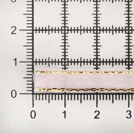 Лента Айрис атласная односторонняя упаковочная с золотой нитью 6 мм 22.86 м 147 розовый