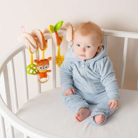 Подвеска-спираль Мякиши Игрушка детская погремушка Оленёнок Бемби для новорожденных растяжка на кроватку подарок