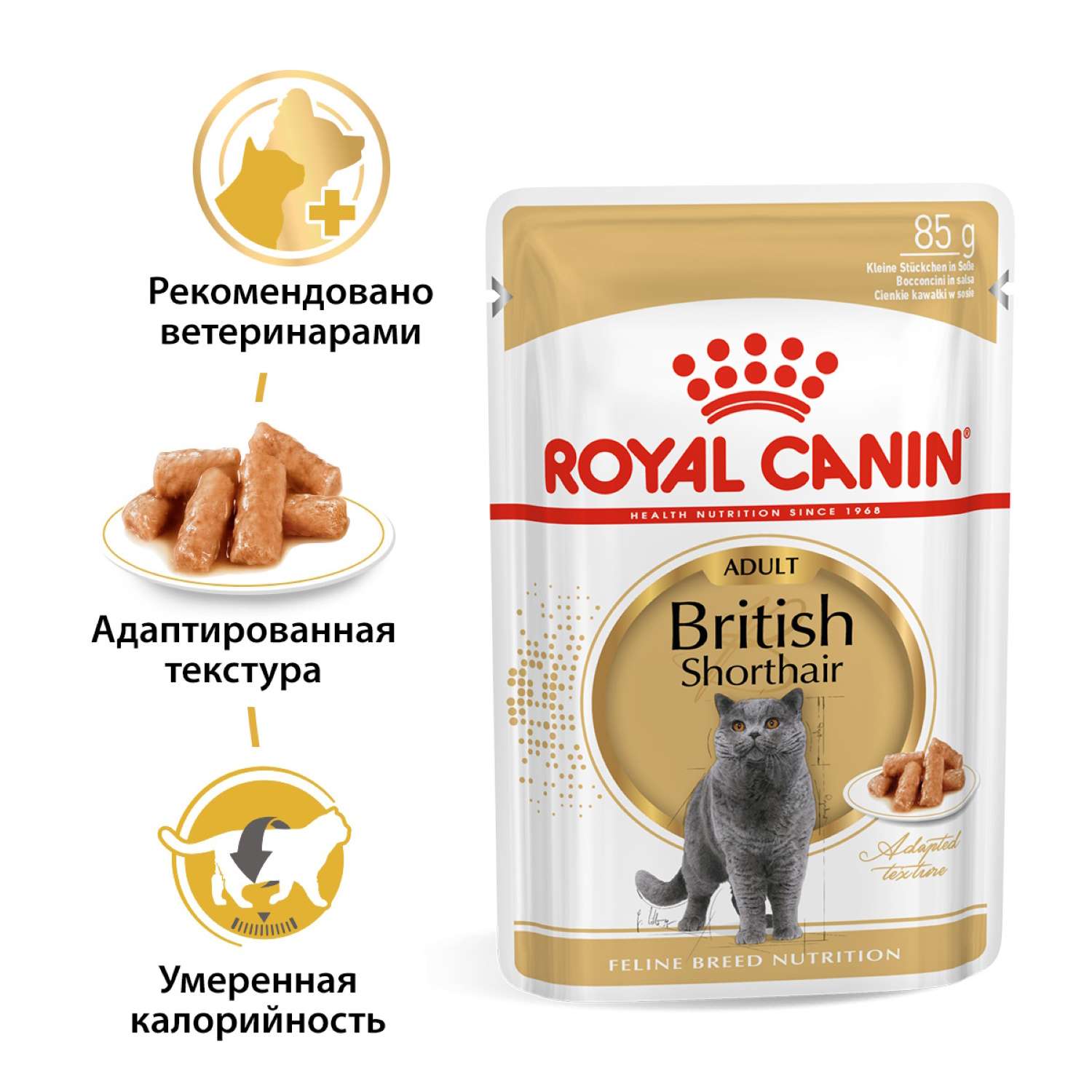 Влажный корм ROYAL CANIN British Shorthair для британских кошек 85 г в пауче - фото 1