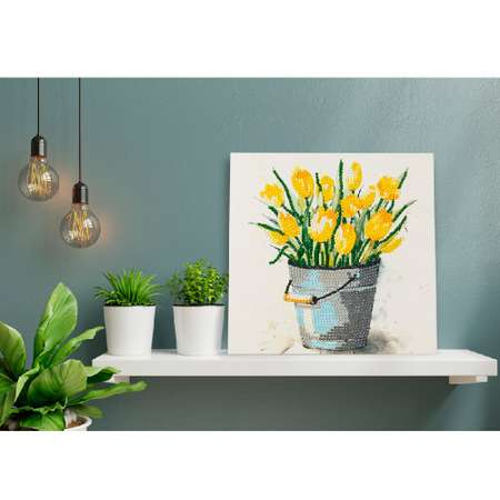 Кристальная мозаика Фрея ALBP-265постер Желтые тюльпаны 20 х 20 см