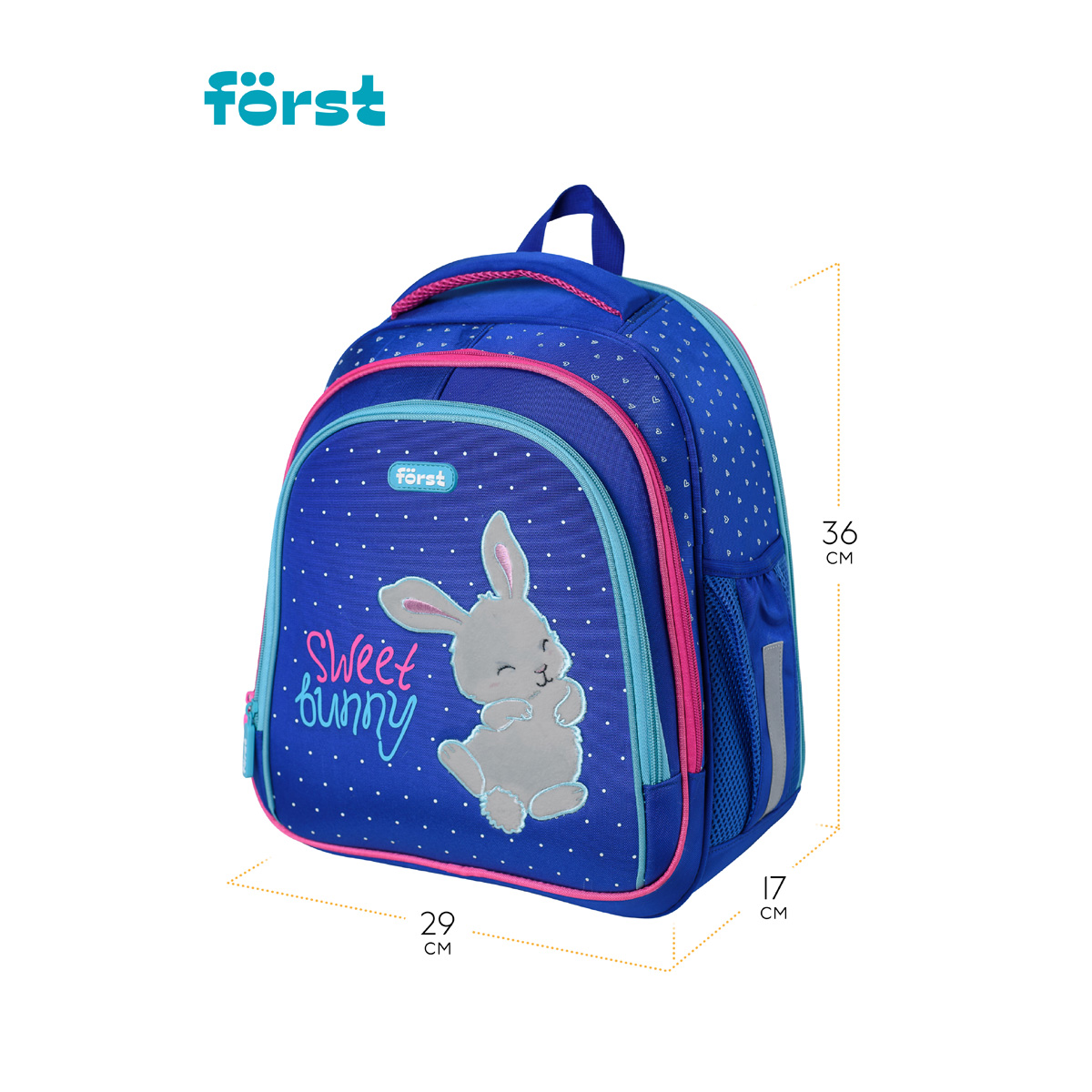 Ранец Forst F-Base Sweet bunny 36*29*17см 3 отделения 2 кармана анатомическая спинка - фото 3