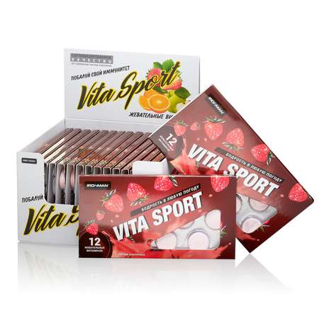 Продукт пищевой IronMan Vita Sport с янтарной кислотой земляника 12таблеток