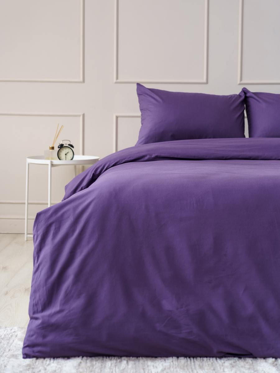 Комплект постельного белья IDEASON поплин 3 предмета 1.5 сп. фиолетовый - фото 3