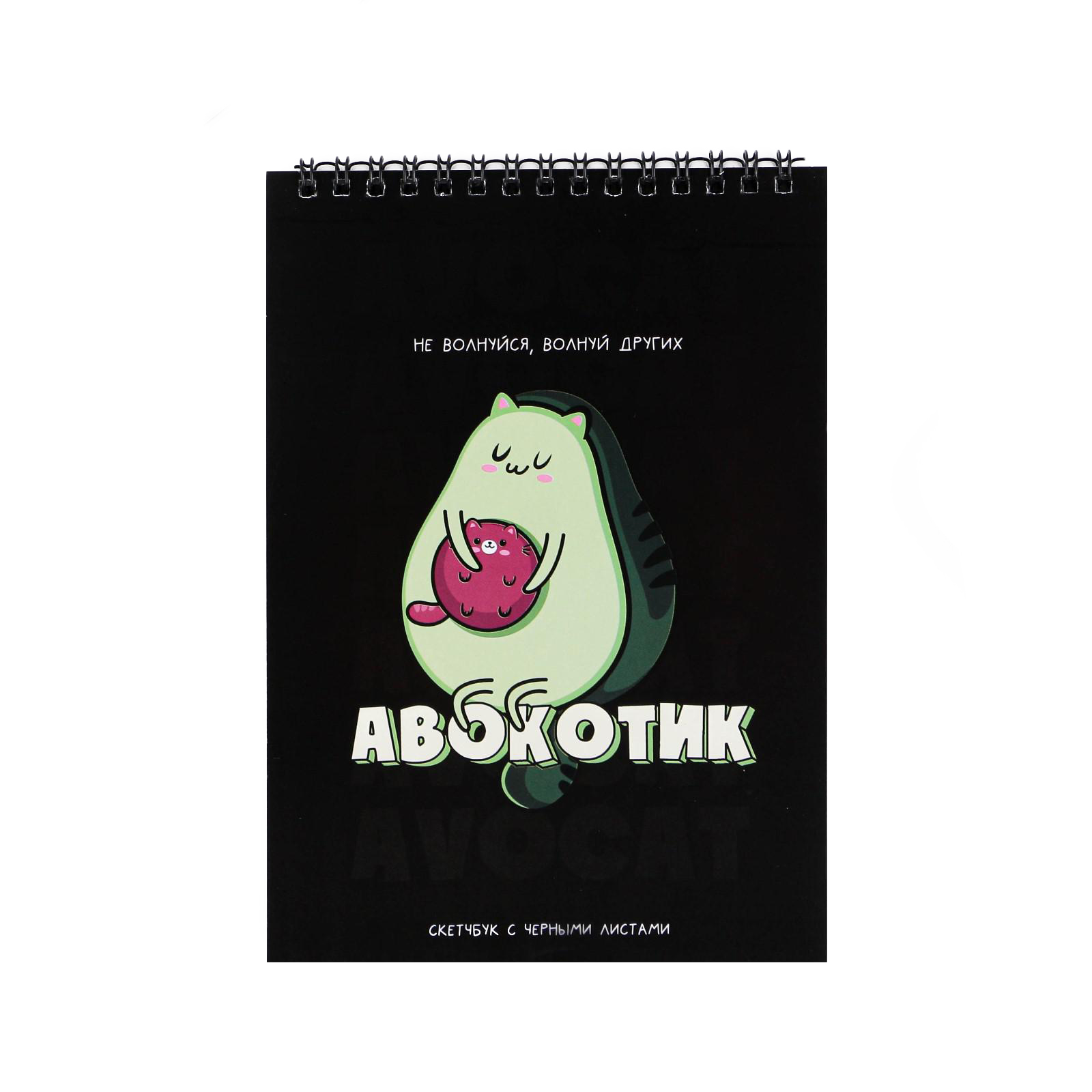 Скетчбук ArtFox с черными листами «Авокот» А5 40 л - фото 1
