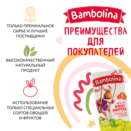 Яблоко-Белый виноград сок Bambolina 0.2л Х 9 шт