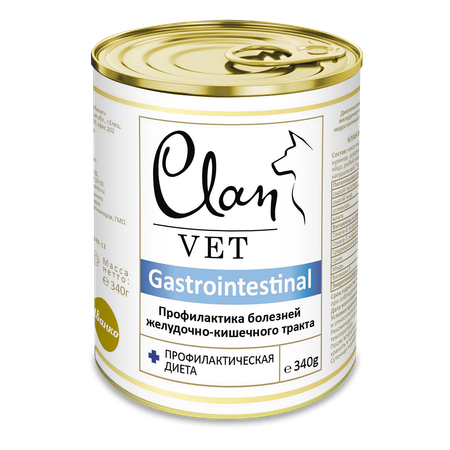 Корм для собак Clan vet gastrointestinal профилактика болезней ЖКТ диетические консервы 340г