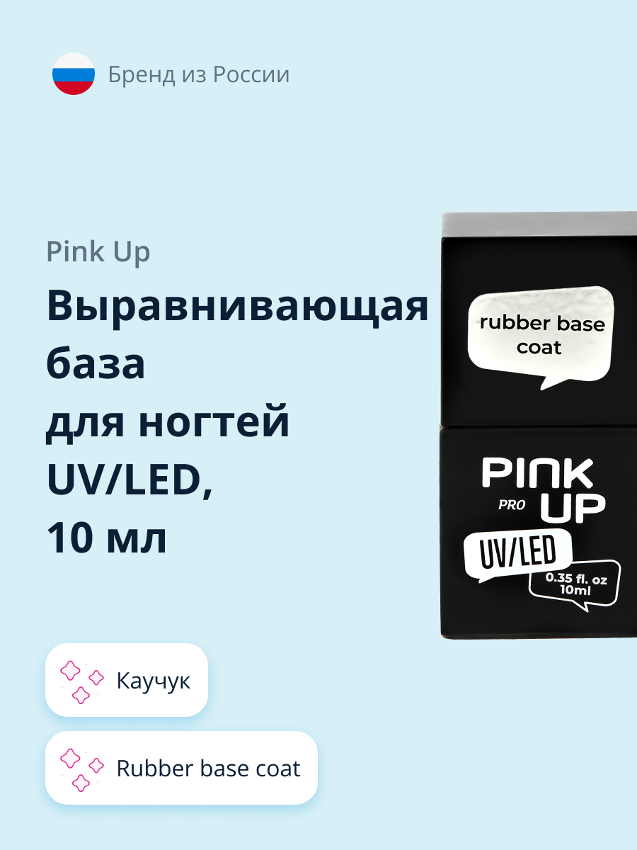 Выравнивающая база для ногтей Pink Up rubber base coat каучук 10 мл - фото 1