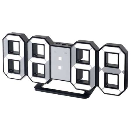 LED часы-будильник Perfeo LUMINOUS черный корпус белая подсветка PF-663