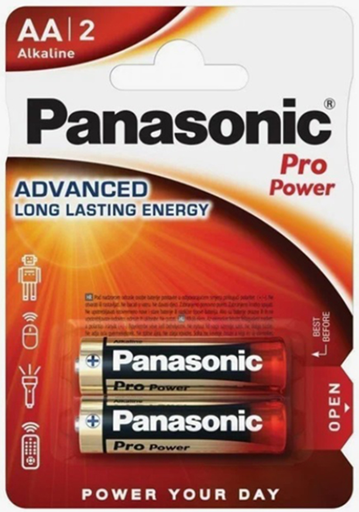 Щелочная батарейка Panasonic AA Pro Power в блистере 2шт LR6XEG/2BP - фото 1