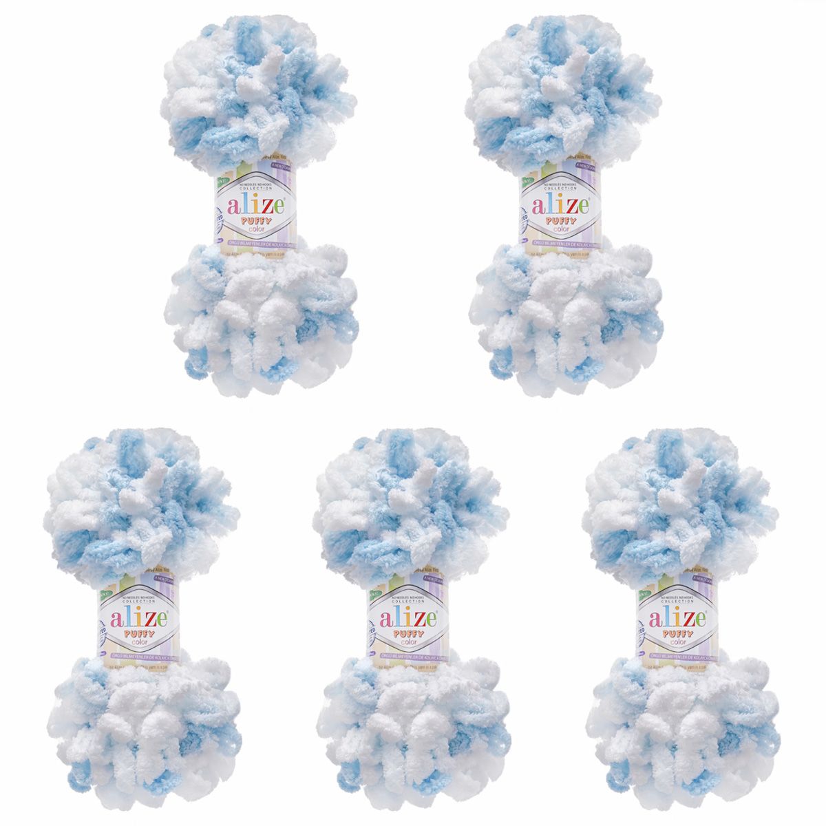 Пряжа для вязания Alize puffy color 100 г 9 м микрополиэстер плюшевая мягкая 5924 секционный 5 мотков - фото 6