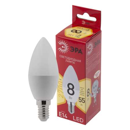Лампочка светодиодная Эра Red Line LED B35-8W-827-E14 свеча теплый белый свет