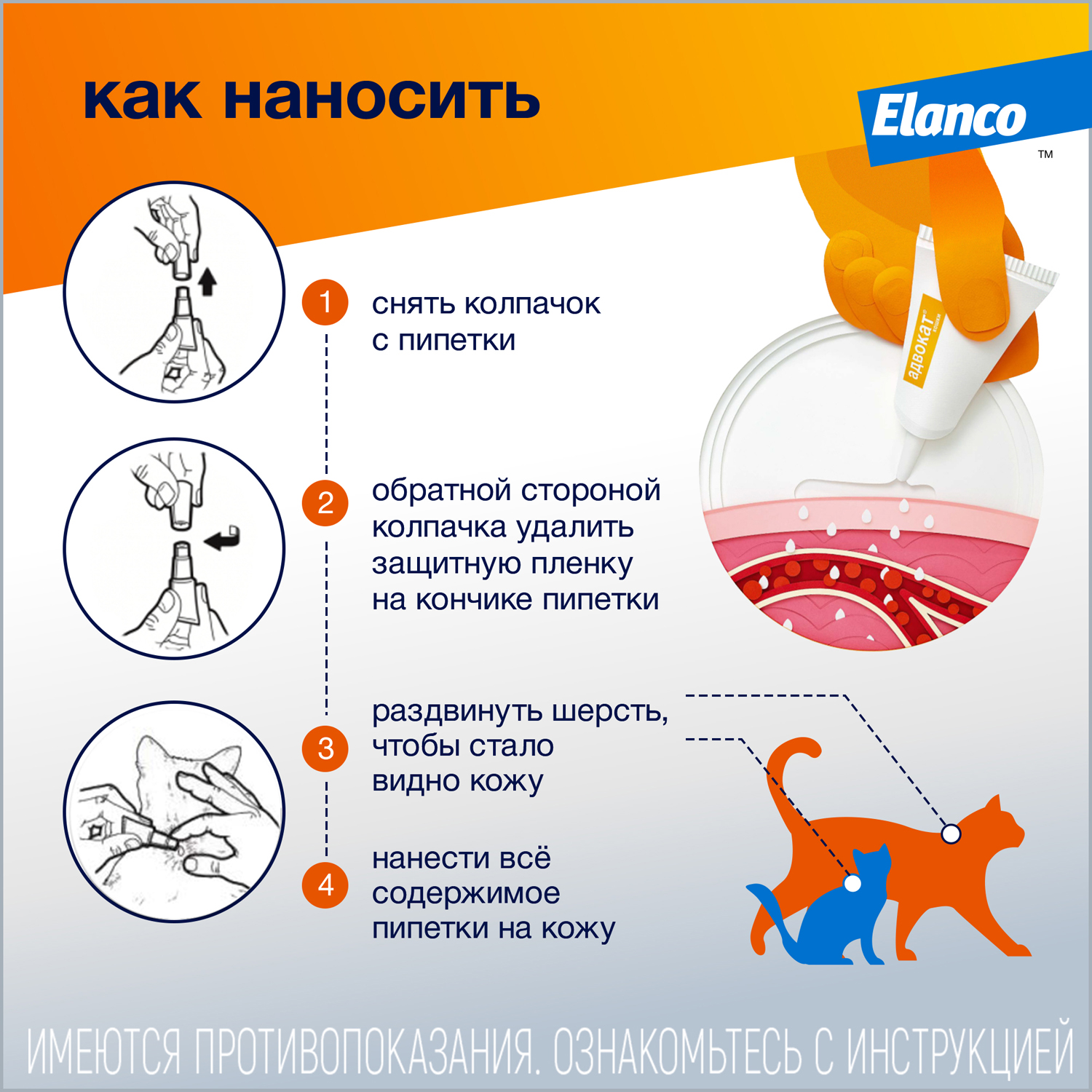 Капли для кошек Elanco Адвокат от 4 до 8кг антипаразитарные 1пипетка - фото 11