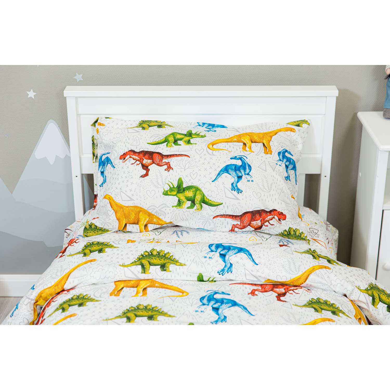 Комплект постельного белья BambinoMio Динозавры поплин 80х160 120х180 40х60 - фото 6