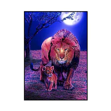 Алмазная мозаика Seichi Лев со львёнком 50х65 см