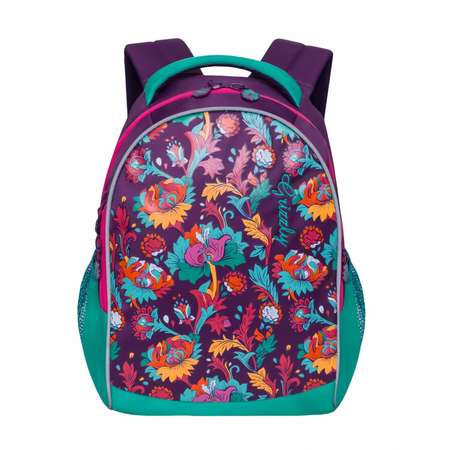 Рюкзак Grizzly Цветы для девочек Фиолетовый