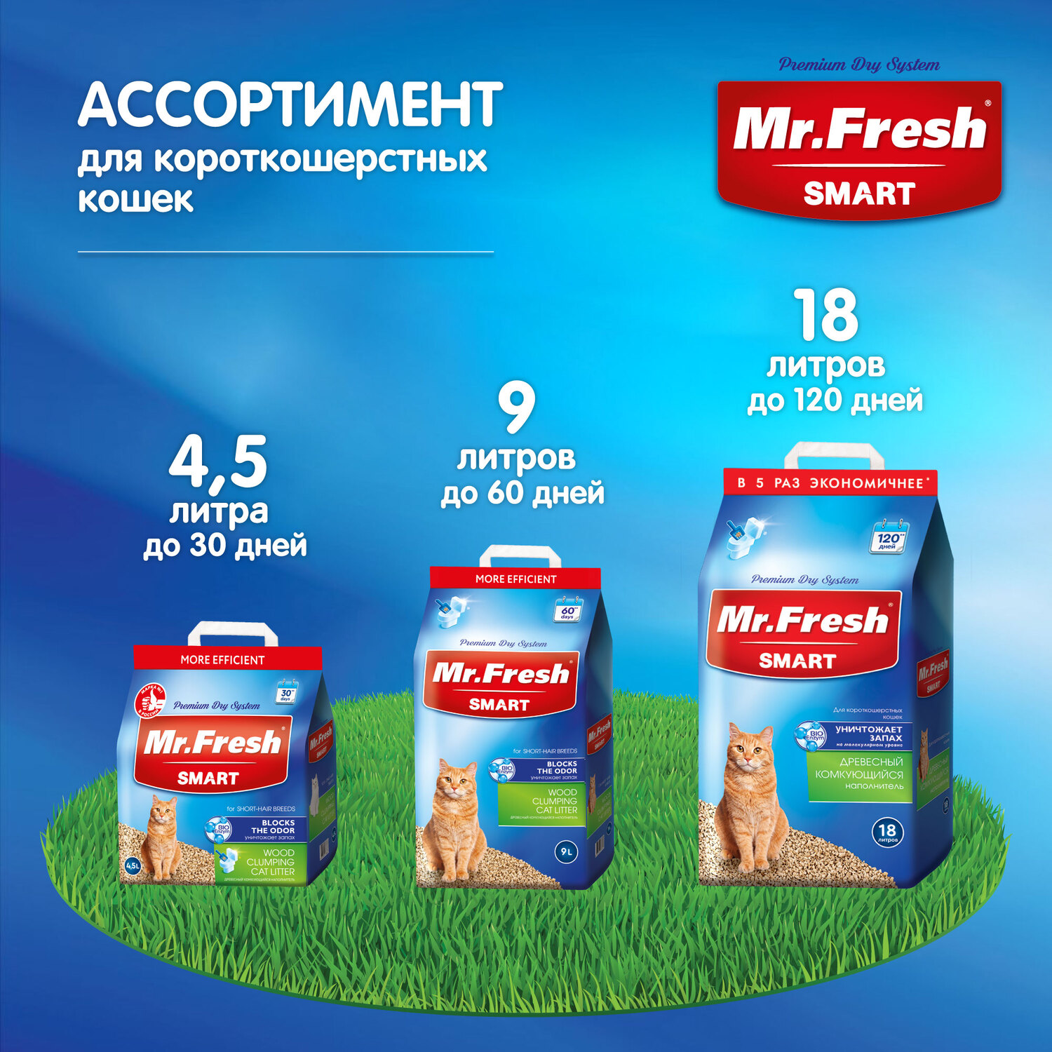 Наполнитель для кошек Mr.Fresh Smart короткошерстных 9л - фото 8