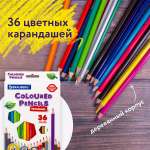 Карандаши цветные Brauberg 36 штук шестигранные грифель мягкий