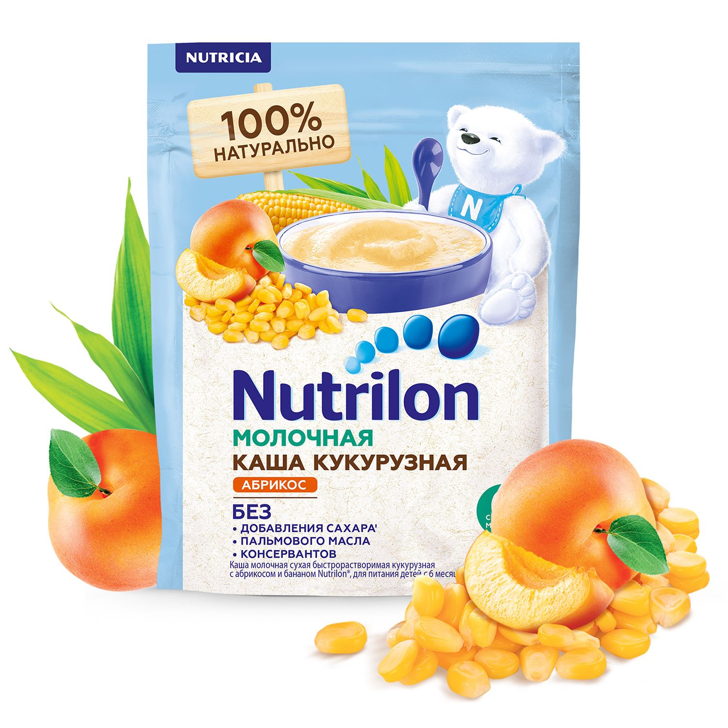 Каша молочная Nutrilon кукурузная абрикос-банан 200г с 6месяцев