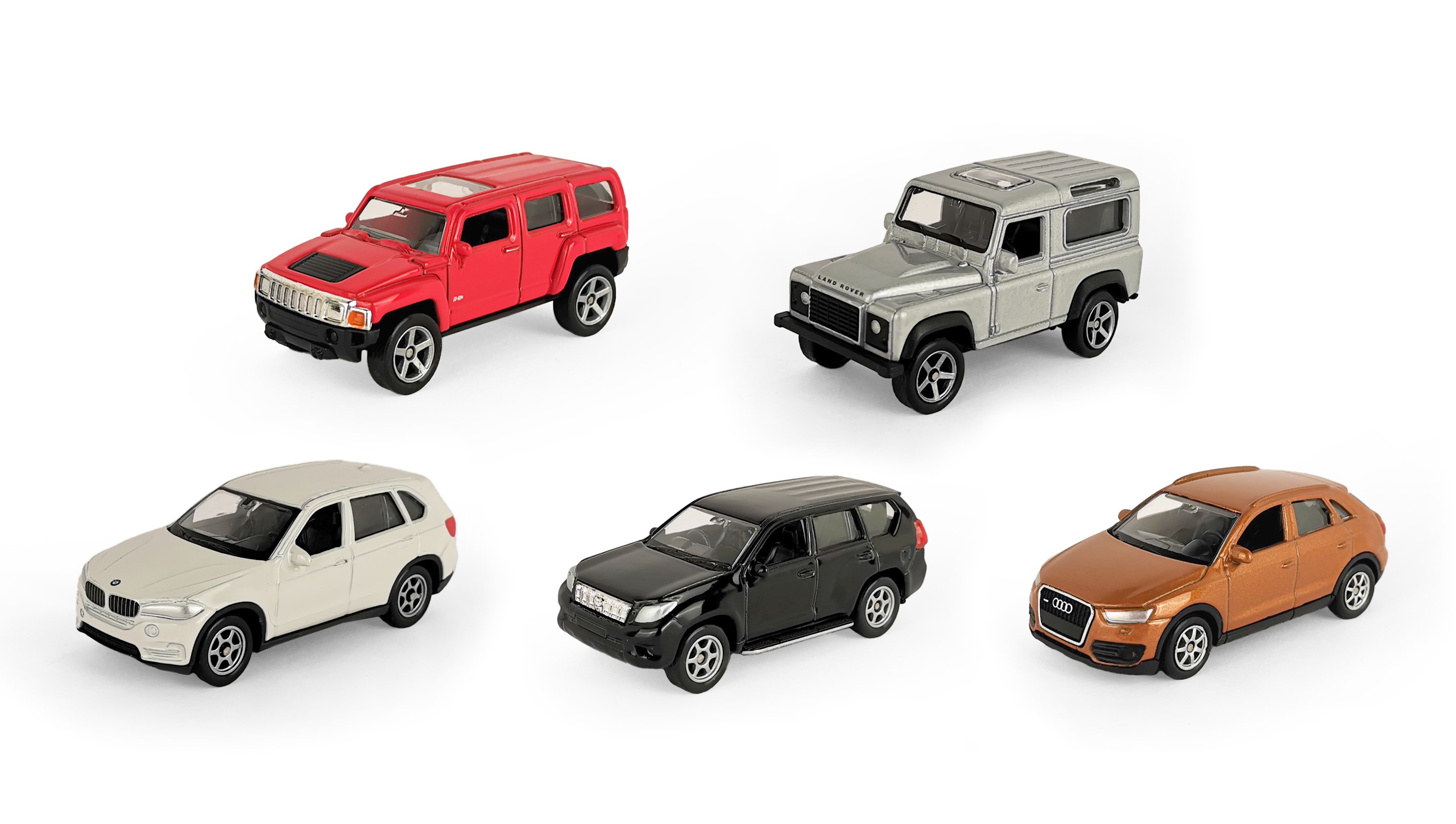 Набор WELLY Модели машин 1:60 Hummer H3 LR Defender BMW X5 Toyota LC Prado  Audi Q3