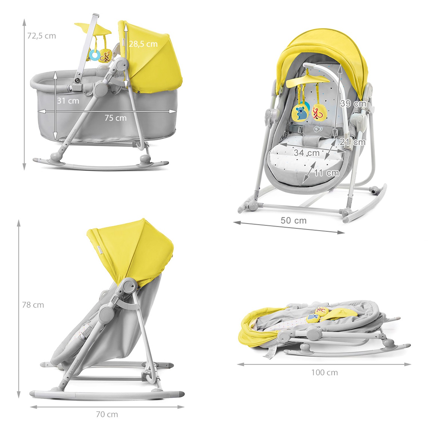 Колыбель-шезлонг 5в1 Kinderkraft Unimo Up yellow - фото 12