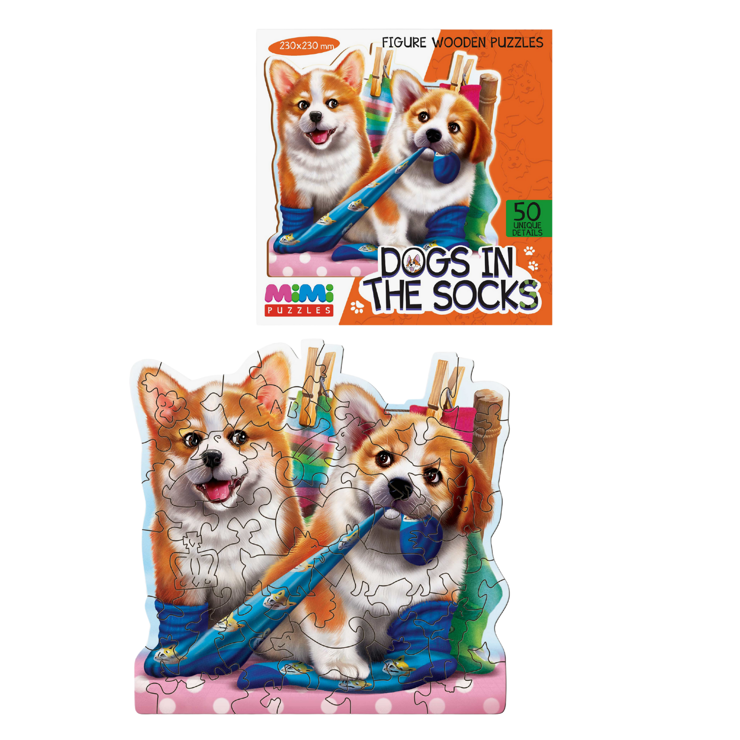 Фигурный пазл Нескучные игры деревянный Dogs in the socks - фото 2