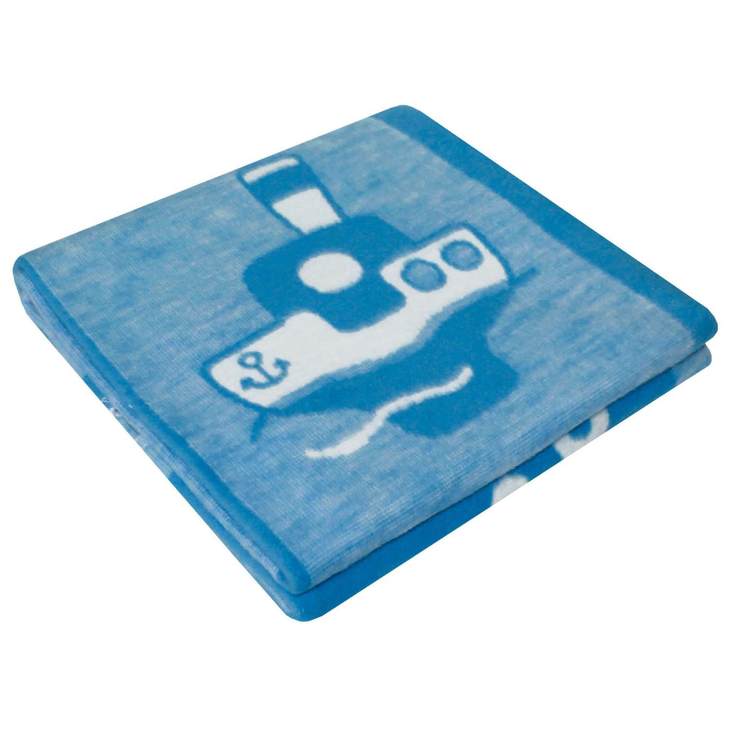 Одеяло байковое Ермошка Кораблики Синее 57-8 ЕТЖ - фото 1