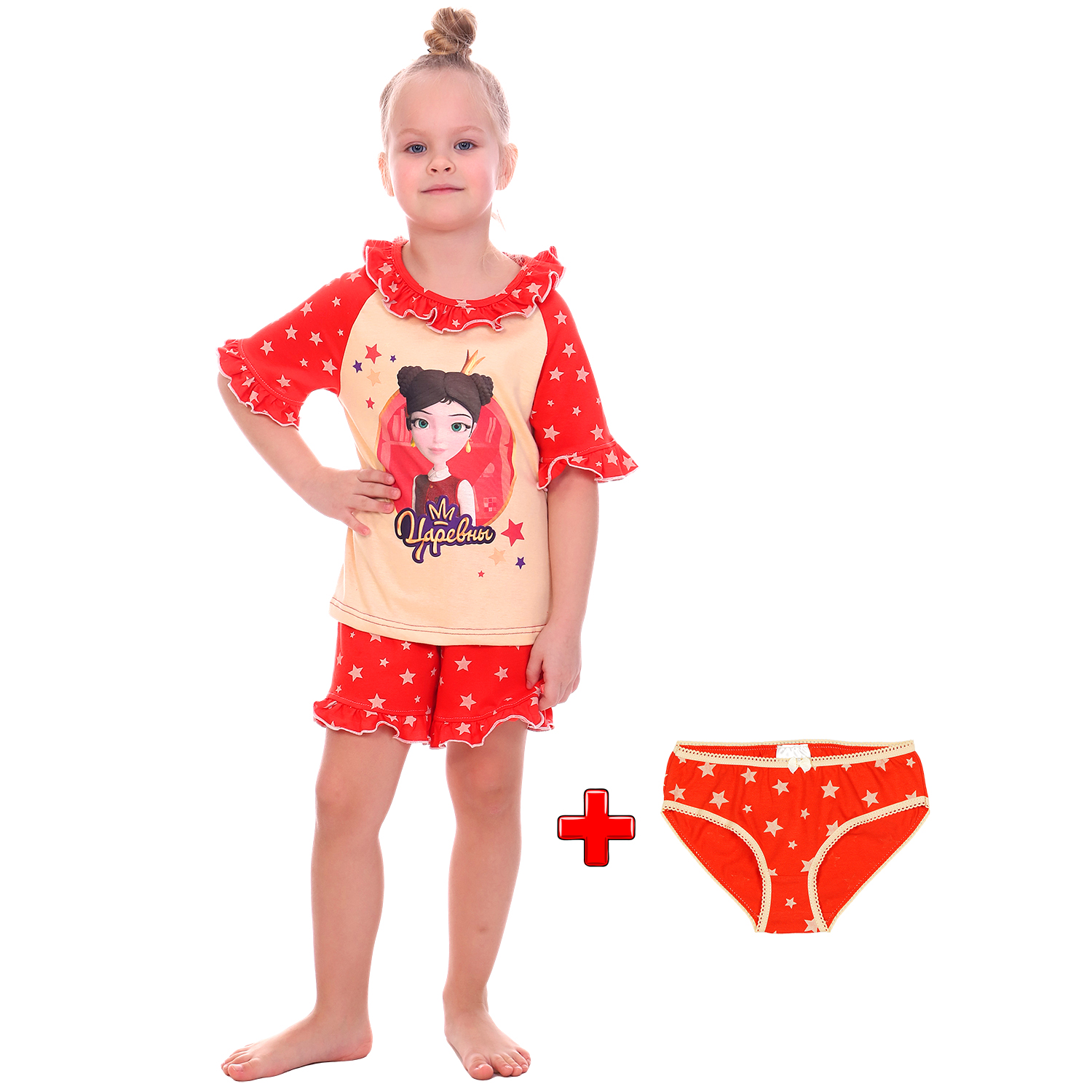 Пижама Царевны Детская Одежда S0414К/молочный_красный - фото 2