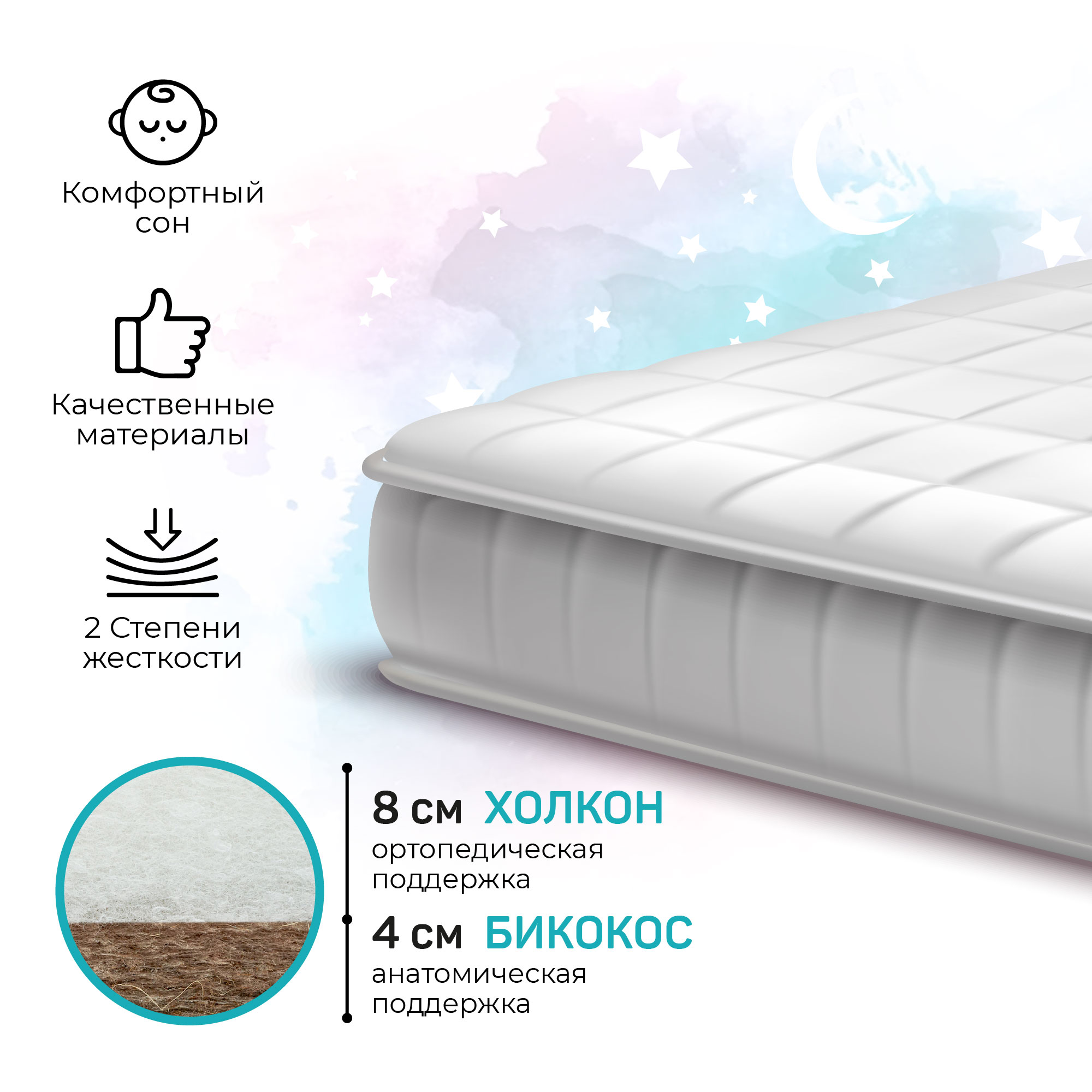 Матрас Ecco Sleep Amarobaby со съемным чехлом 1190x590х120 мм - фото 4