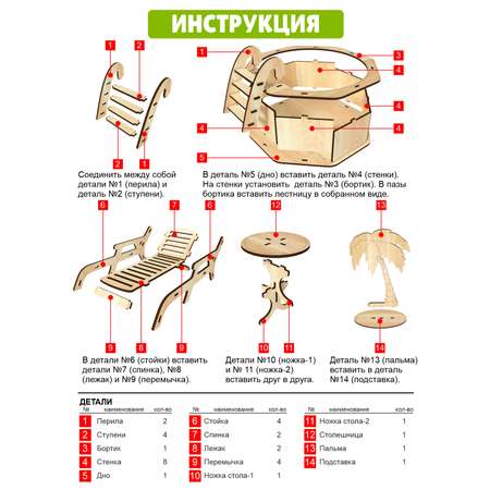 Домик для кукол КубиГрад 27 см с мебелью