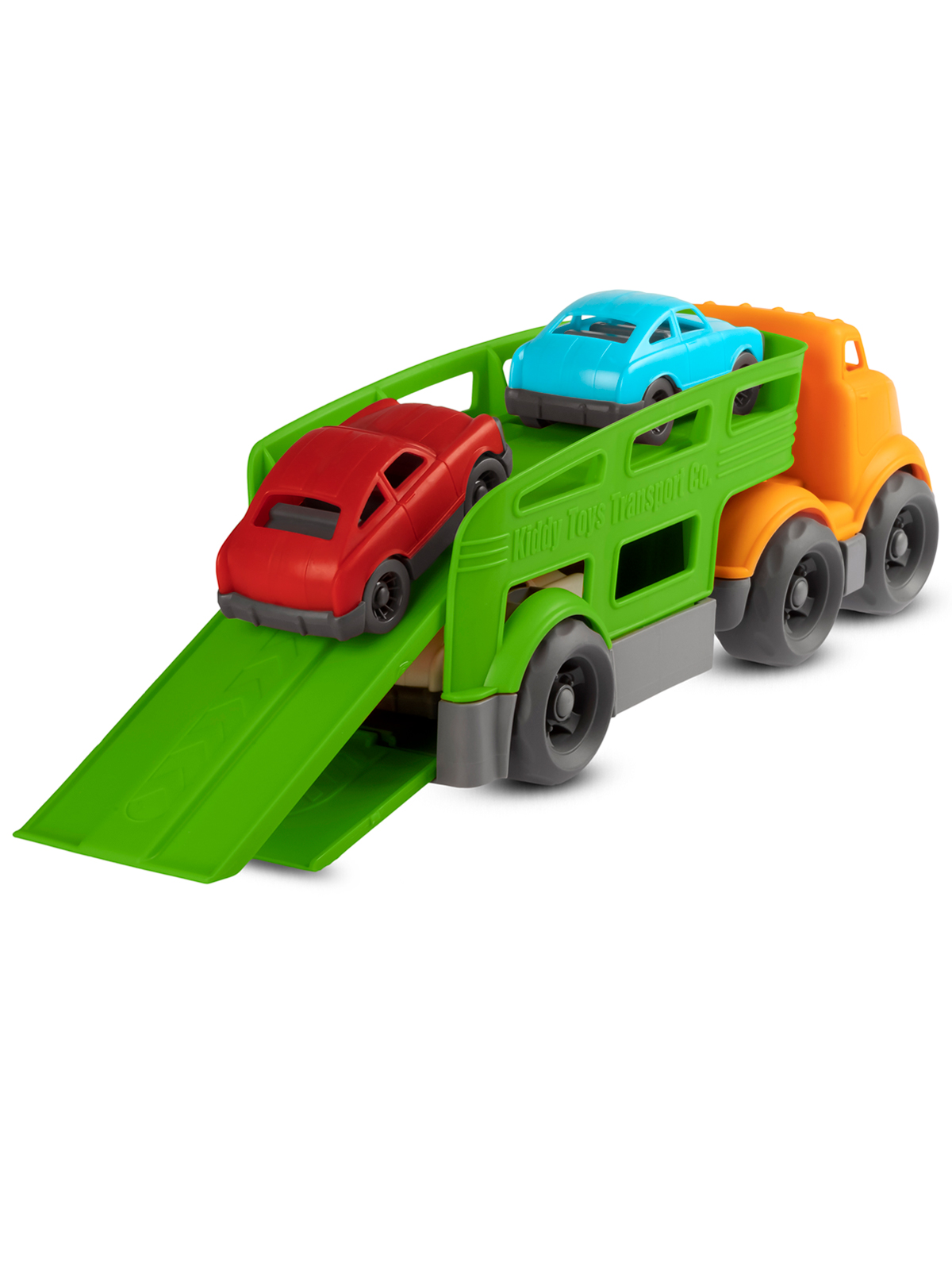 Машинка ДЖАМБО Трейлер оранжево-зеленый в коробке JB5300603 - фото 13