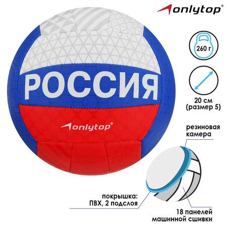 Мяч ONLITOP волейбольный ПВХ. машинная сшивка. 18 панелей. размер 5. 260 г