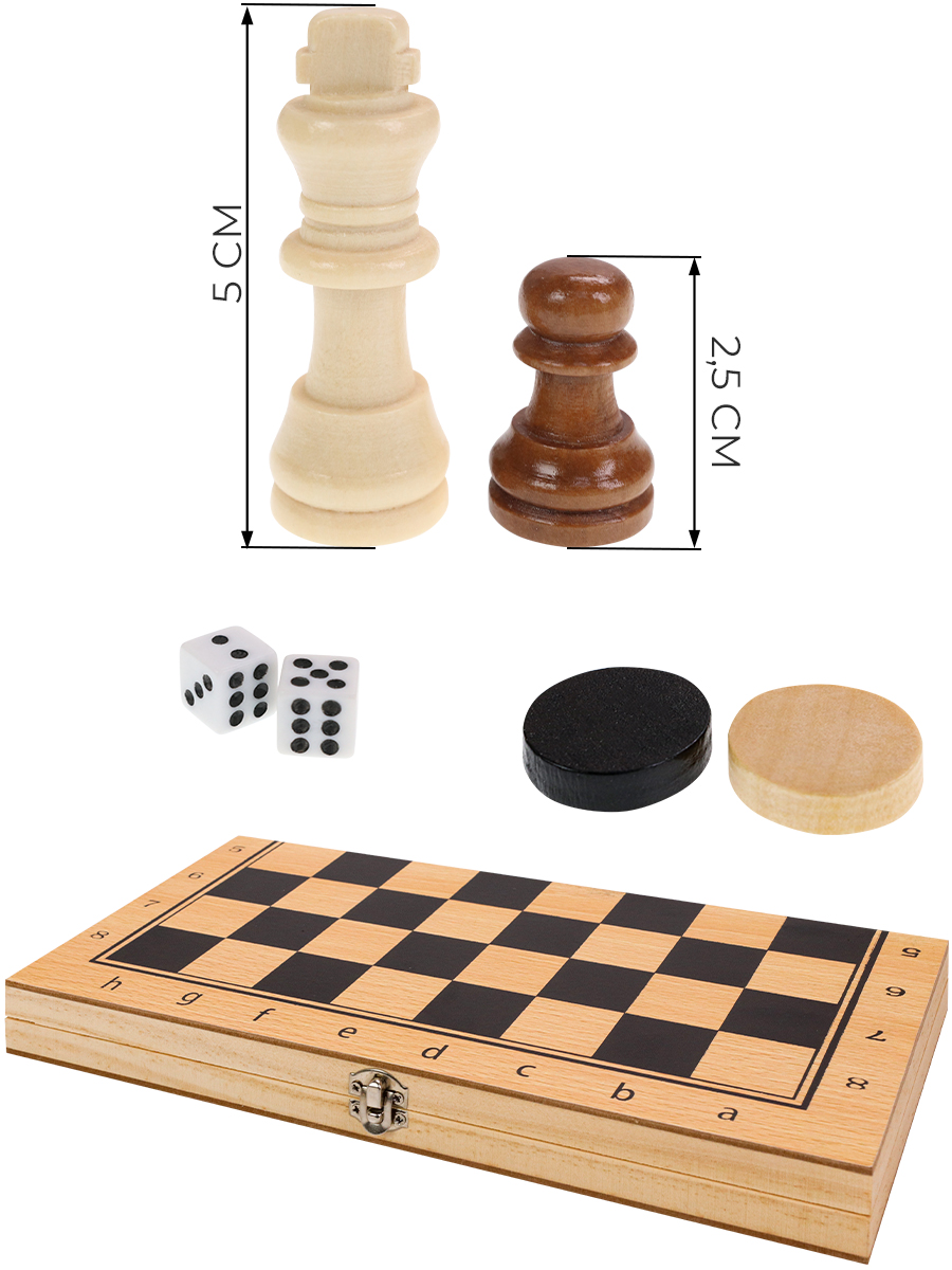 Игра 3 в 1 дерево Рыжий кот нарды/шашки/шахматы - фото 2