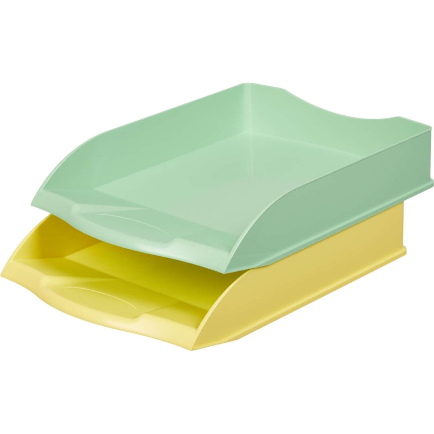 Лоток Attache горизонтальный Selection 2 шт в упаковке зеленый и желтый - фото 1
