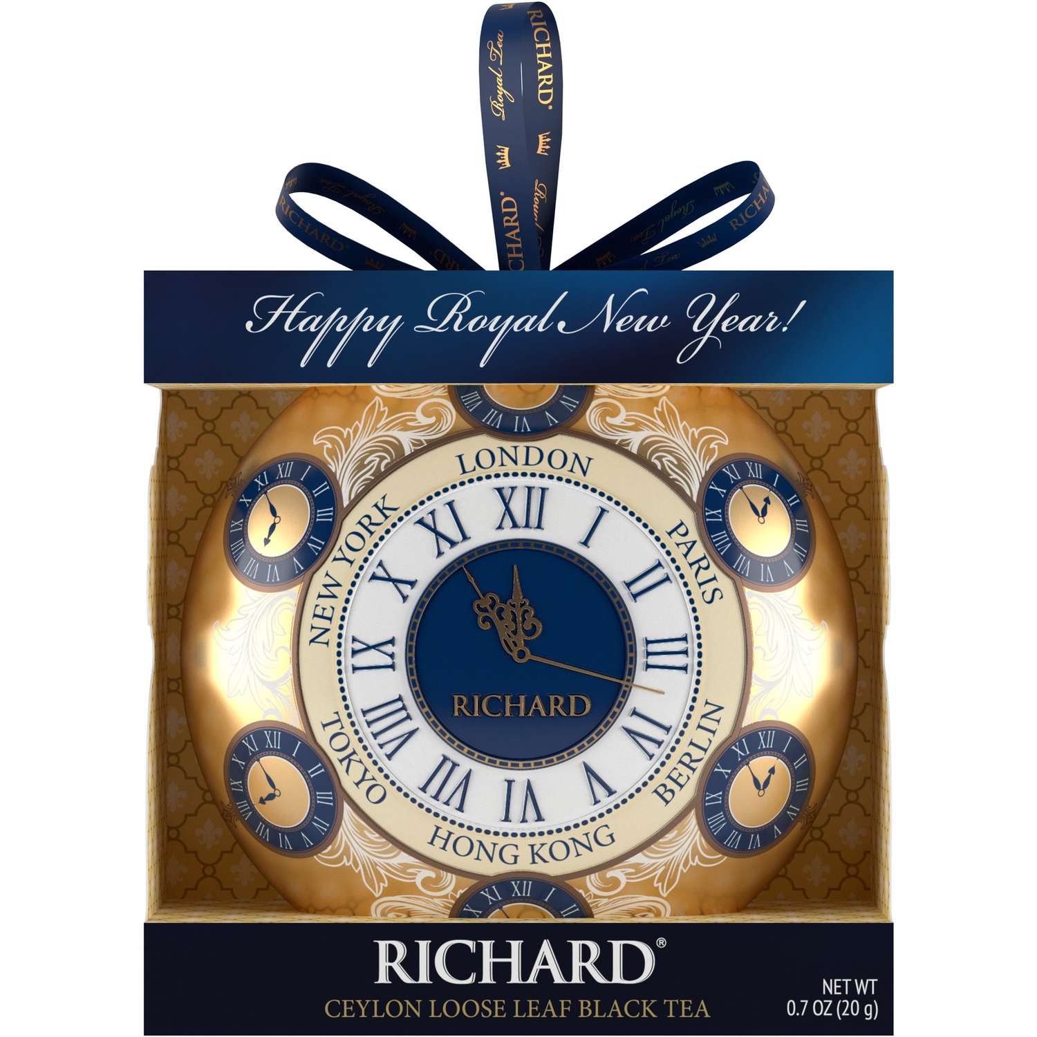 Чай черный крупнолистовой Richard Christmas Toy Clocks с символом нового года часы 20 гр - фото 1