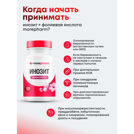 БАД morepharm БАД Инозит инозитол и фолиевая кислота 120 капсул