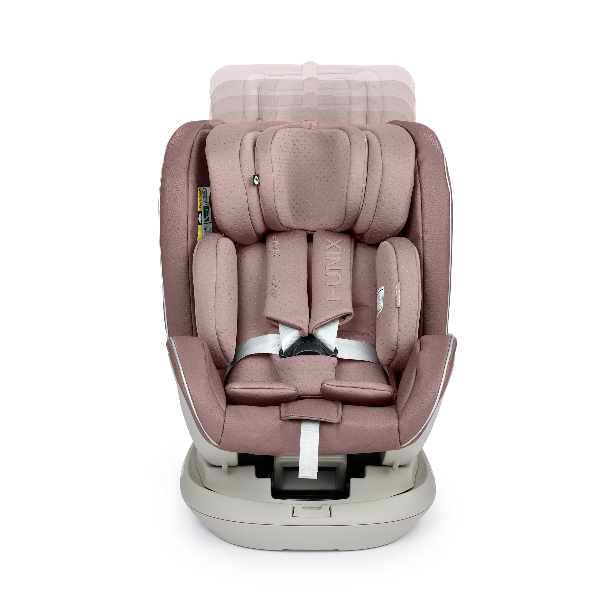 Автокресло i-size Happy Baby I-UNIX поворотная база розовое - фото 18