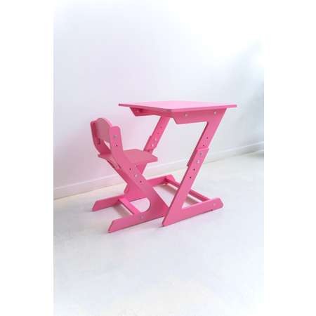 Детский растущий стол и стул Коняша розовый