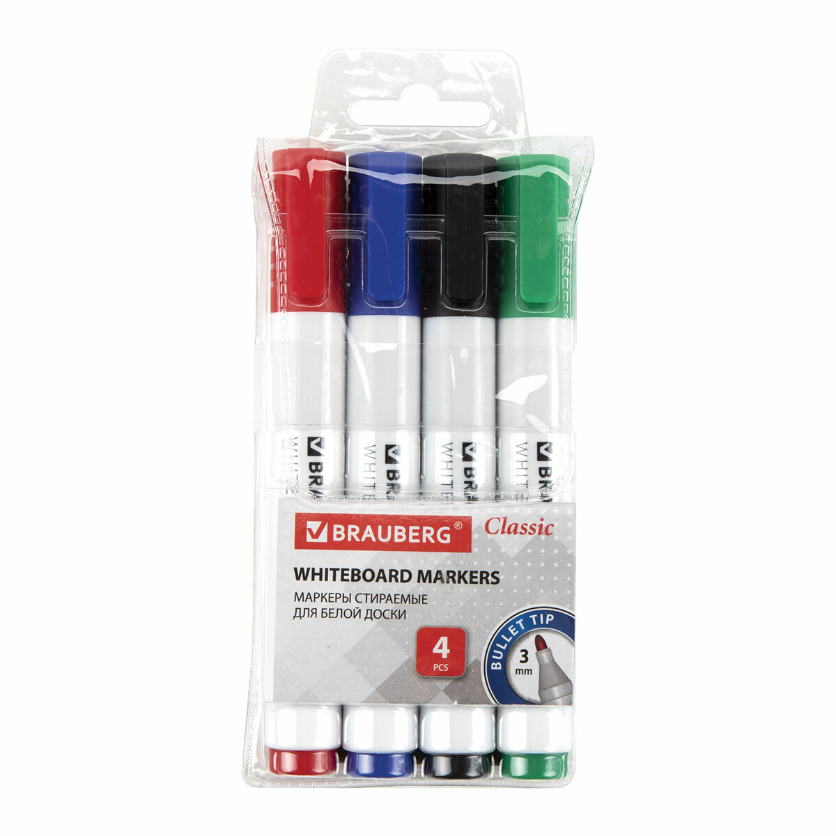 Набор маркеров Brauberg Classic стираемые для магнитной белой доски 4 цвета - фото 1