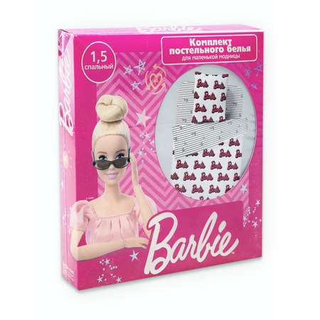 Комплект постельного белья Павлинка Barbie бязь 1.5 сп белоземельный