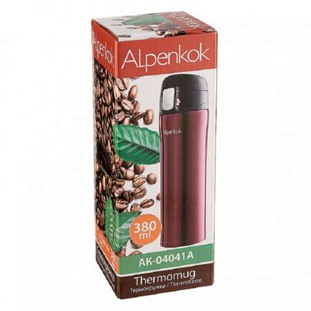 Термокружка Alpenkok AK-04041A Объем 380 мл Бордовая