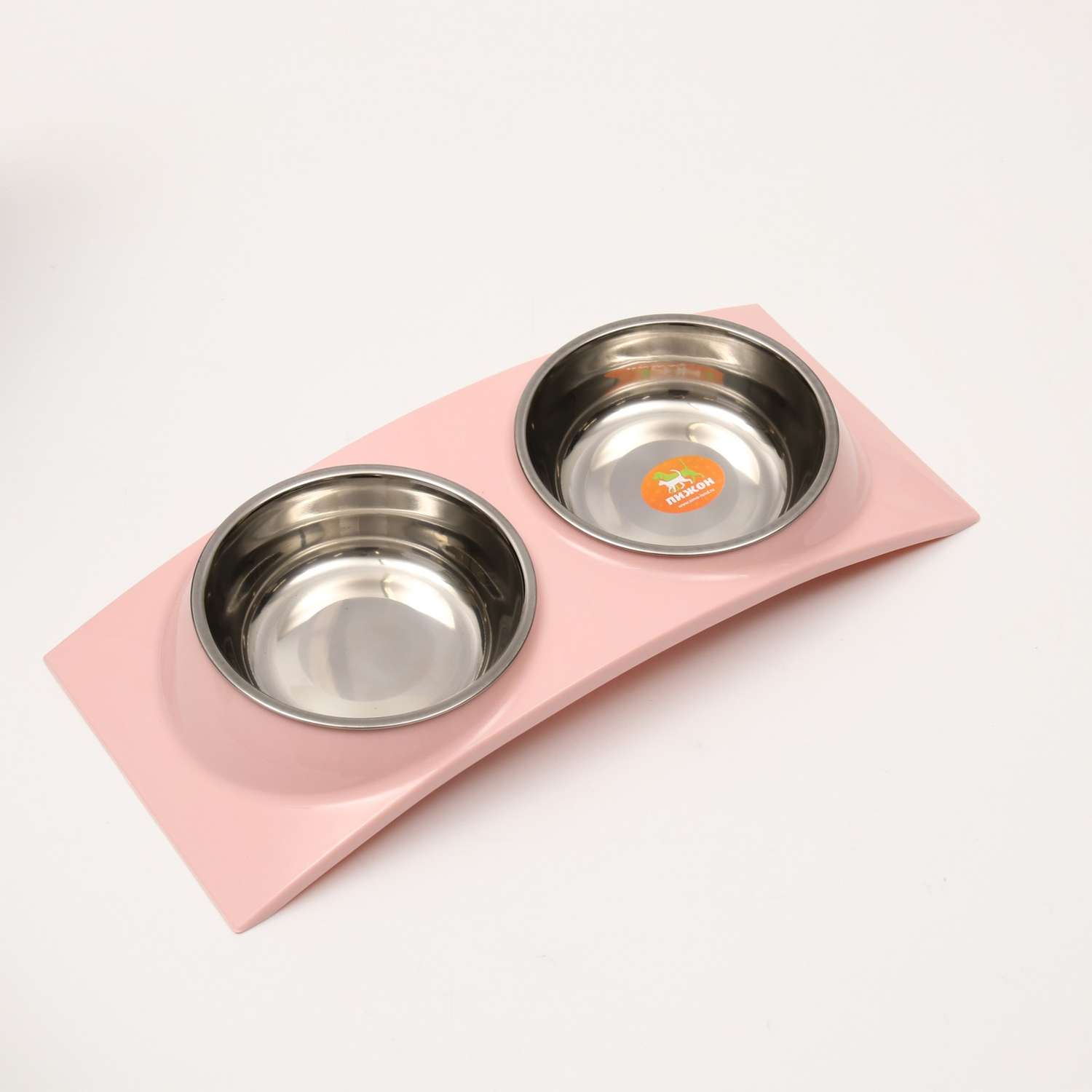 Миска Пижон металлическая двойная на пластиковой основе 38.5х16.7х5 см розовая 160 мл - фото 3