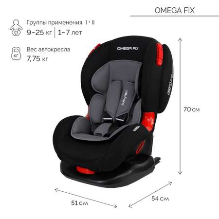 Автокресло Babyton Omega Fix Black-Grey Isofix 1/2 (9-25 кг)