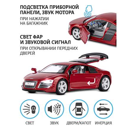 Автомобиль АВТОпанорама Audi R8 GT 1:32 красный