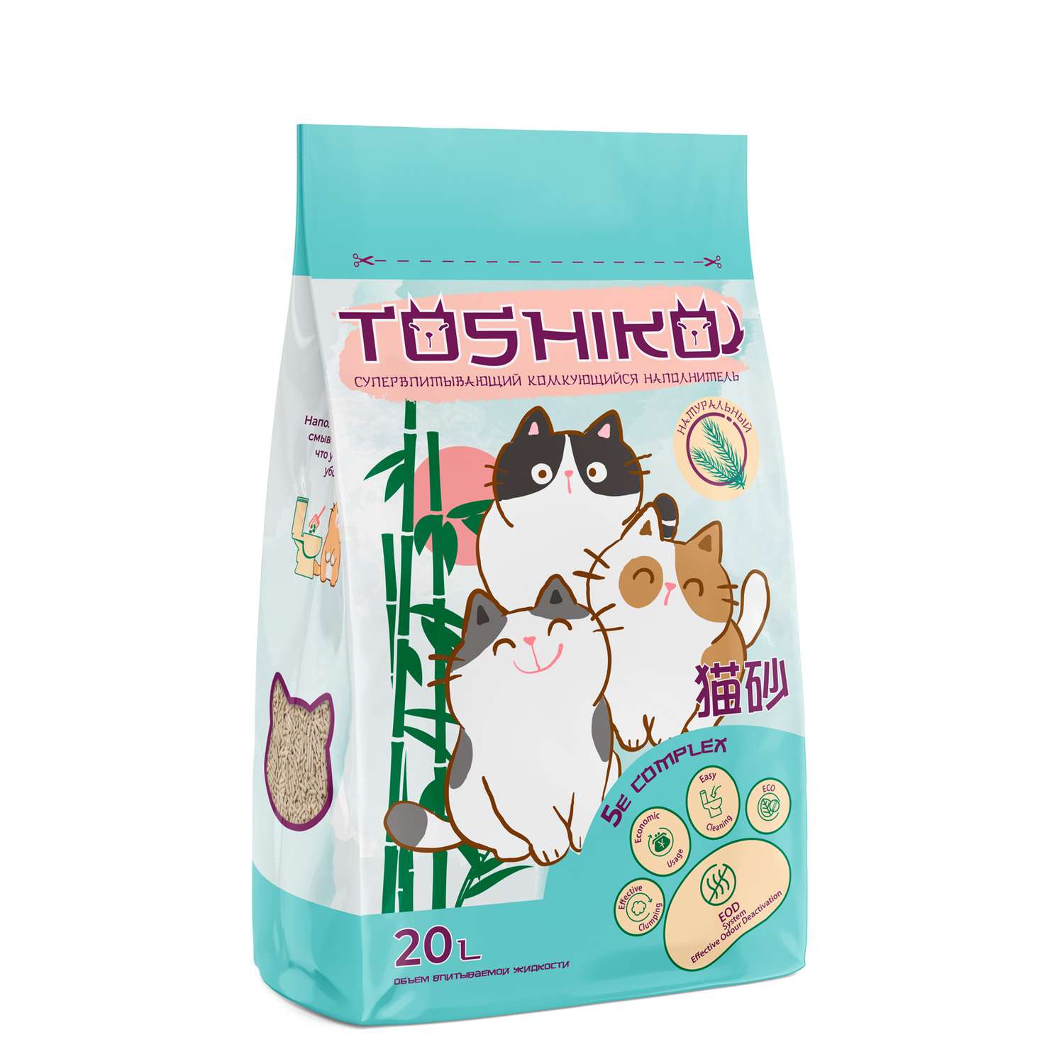 Наполнитель для кошек Toshiko комкующийся древесный натуральный без запаха 20л - фото 1