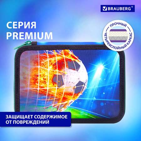 Пенал Brauberg 2 отделения ткань 21х14 см Fire football