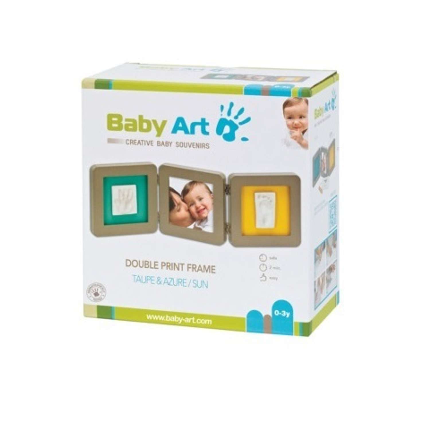 Рамочка Baby Art тройная бирюзовая/желтая - фото 1