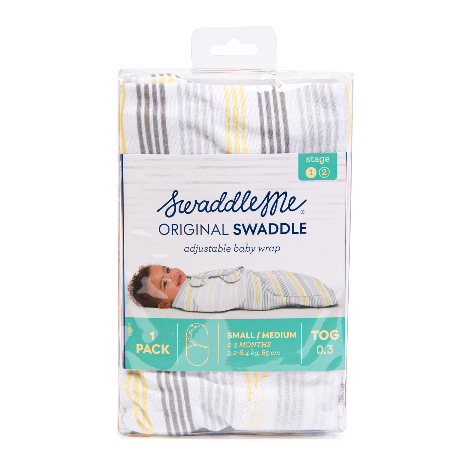 Конверт для пеленания Summer Infant SwaddleMe Полоски на липучке S/M Желтый-Серый - фото 2