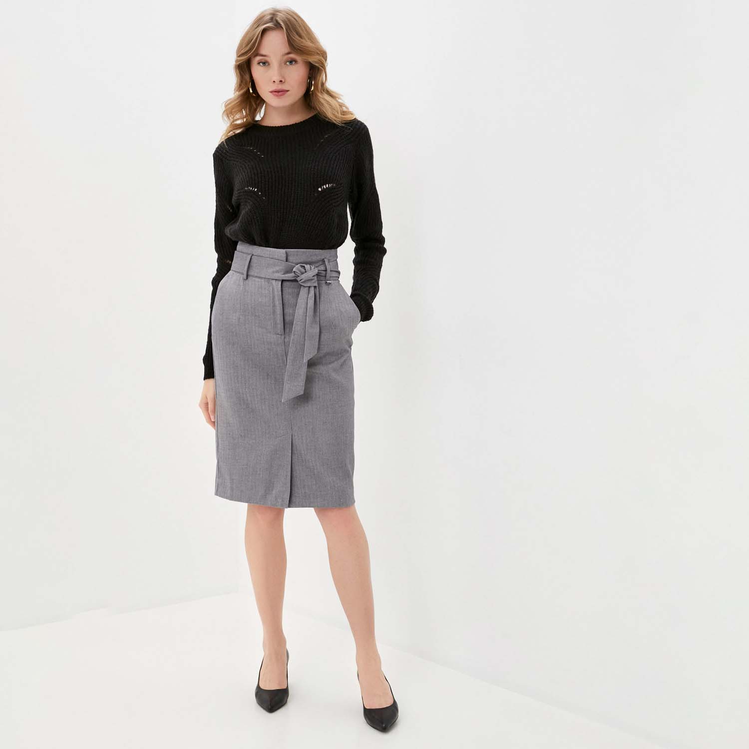 Юбка Baon B470513 / DEEP GREY MELANGE - фото 3