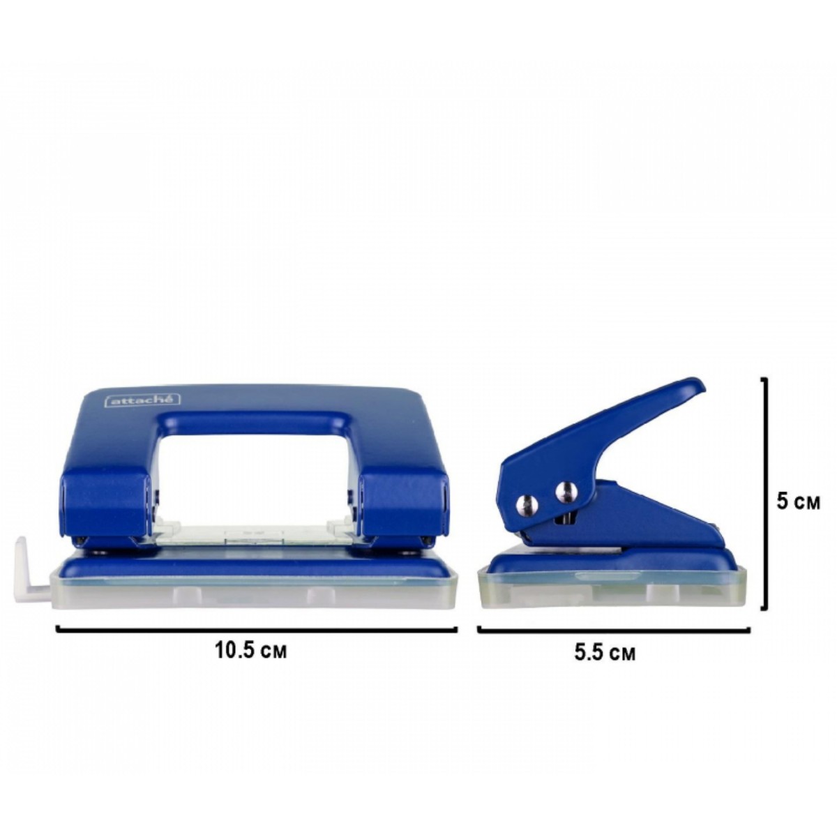 Дырокол Attache до 12 листов с линейкой металл синий 3 штуки - фото 8